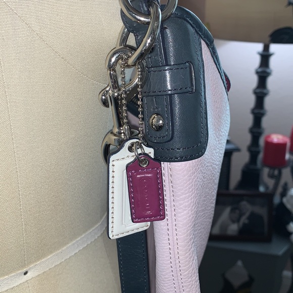 Coach Shoulder Laura Pebbeled Lilac Purple Navy 15148 - Picture 6 of 9